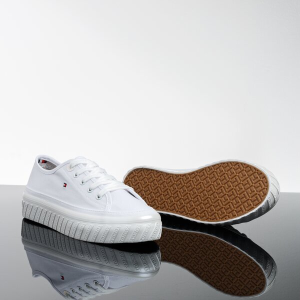 Damskie trampki TOMMY HILFIGER OUTSOLE DETAIL FLATFORM SNEAKER fw0fw04134100 kolor biały