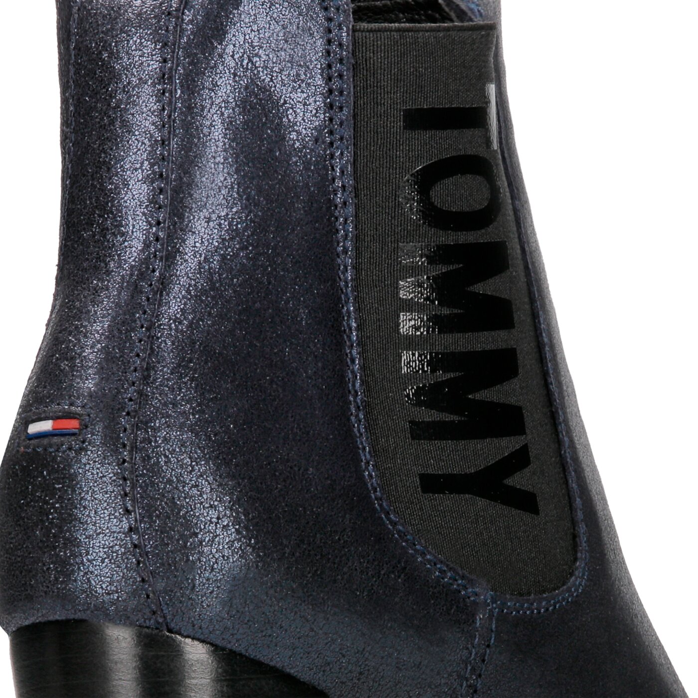 Damskie botki / sztyblety TOMMY HILFIGER METALLIC HEELED CHELSEA BOOT en0en00250403 kolor granatowy