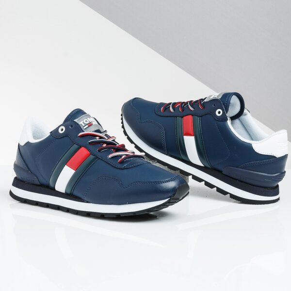 Męskie sneakersy (buty) TOMMY HILFIGER LEATHER LIFESTYLE SNEAKER em0em00349cey kolor granatowy