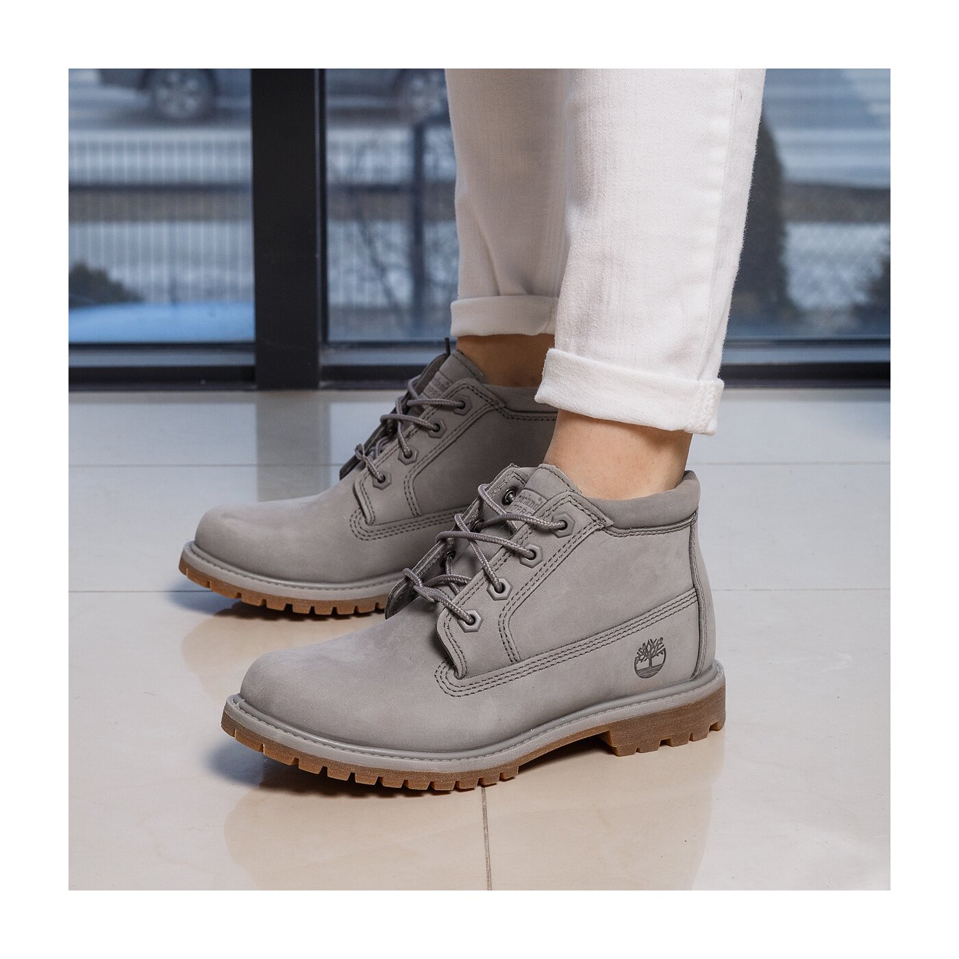 Damskie trapery TIMBERLAND NELLIE CHUKKA DOUBLE a1hfo kolor szary