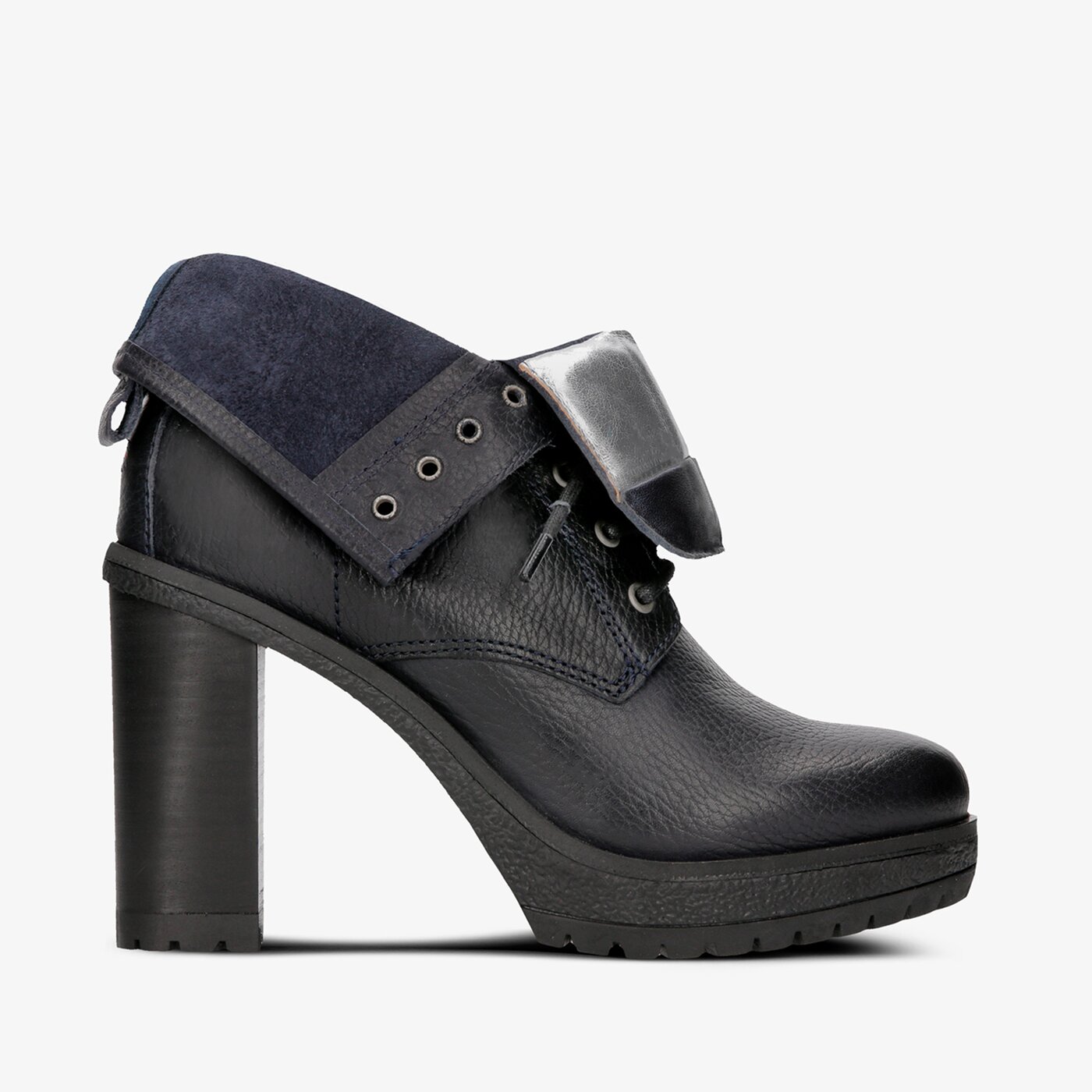 Damskie botki / sztyblety TOMMY HILFIGER BIG FLAG LACE UP HEELED BOOT en0en00252990 kolor czarny