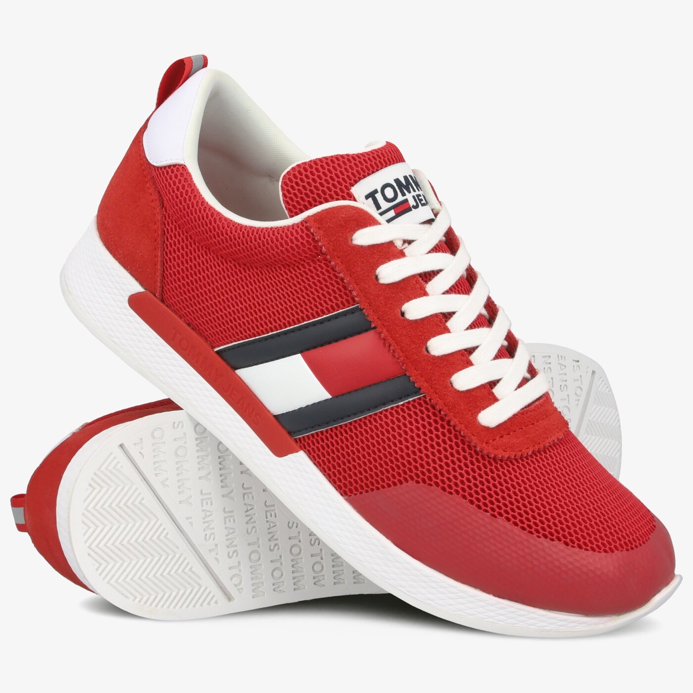 Męskie sneakersy (buty) TOMMY HILFIGER FLEXI TOMMY JEANS FLAG SNEAKER em0em00400xnl kolor czerwony