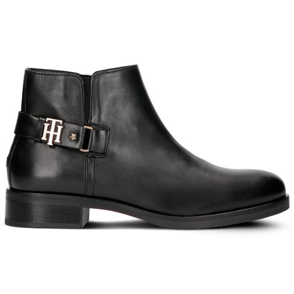 Damskie botki / sztyblety TOMMY HILFIGER TH BUCKLE LEATHER BOOTIE fw0fw03128990 kolor czarny