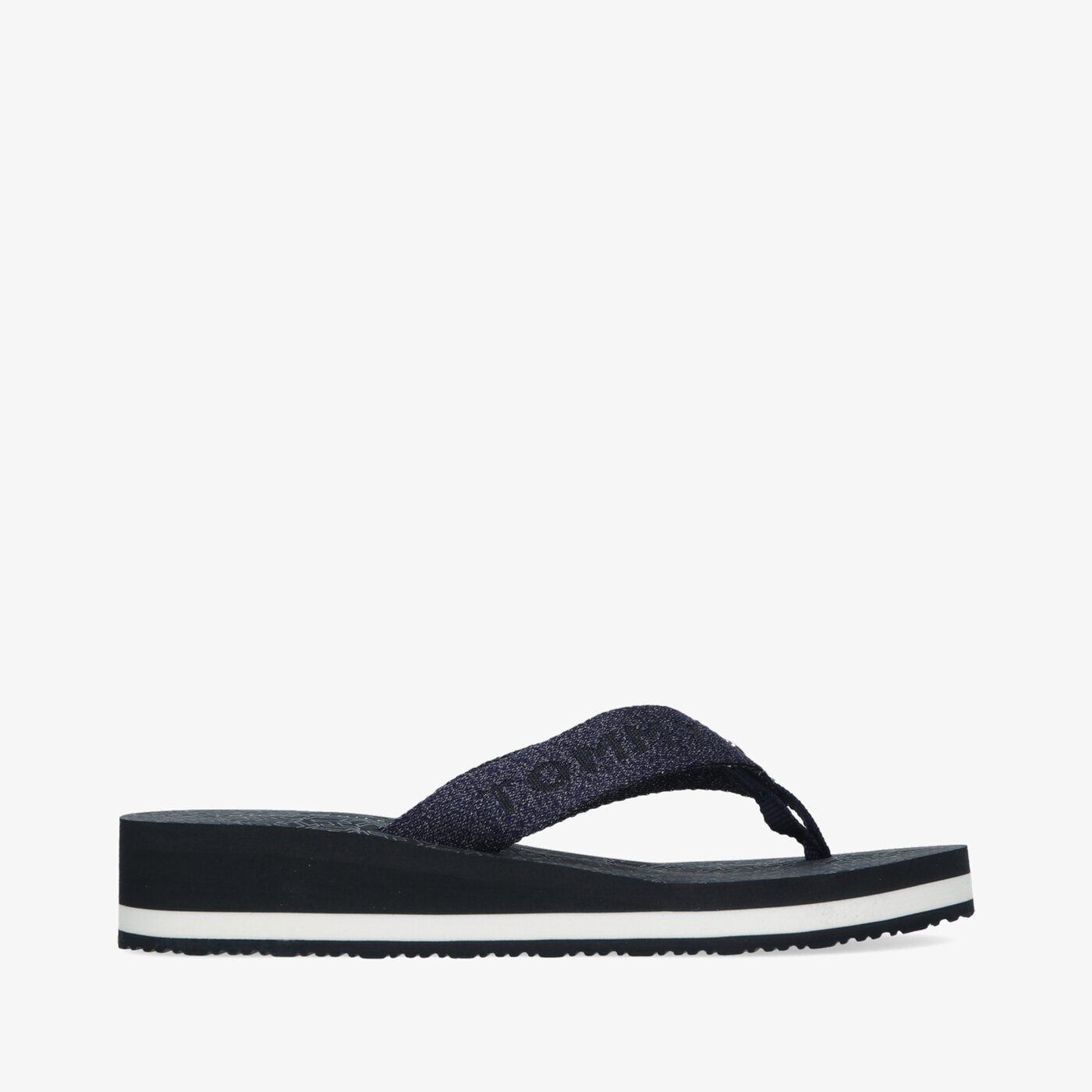 Damskie klapki TOMMY HILFIGER TOMMY WEBBING SHINY BEACH SANDAL fw0fw06430dw5 kolor granatowy