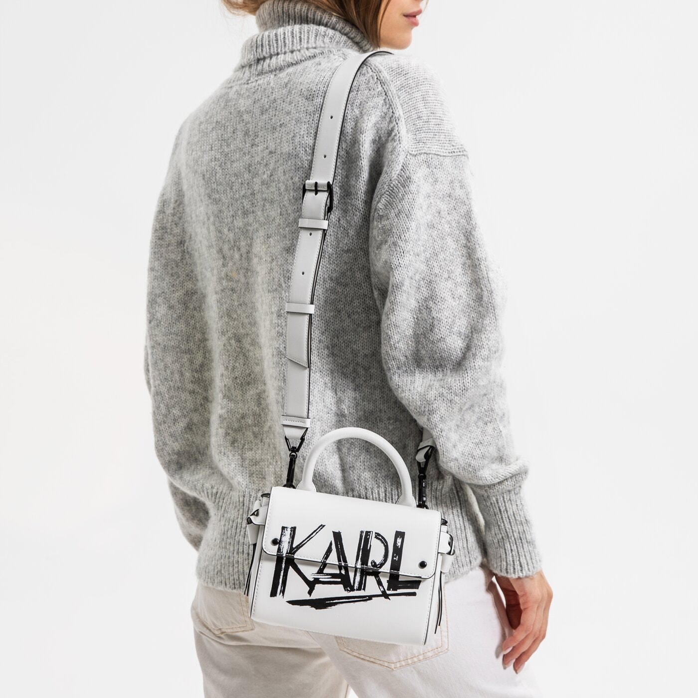 Damska torebka KARL LAGERFELD TOREBKA KIKON MINI PRINT DECO TOP H 216w3007101white kolor czarny