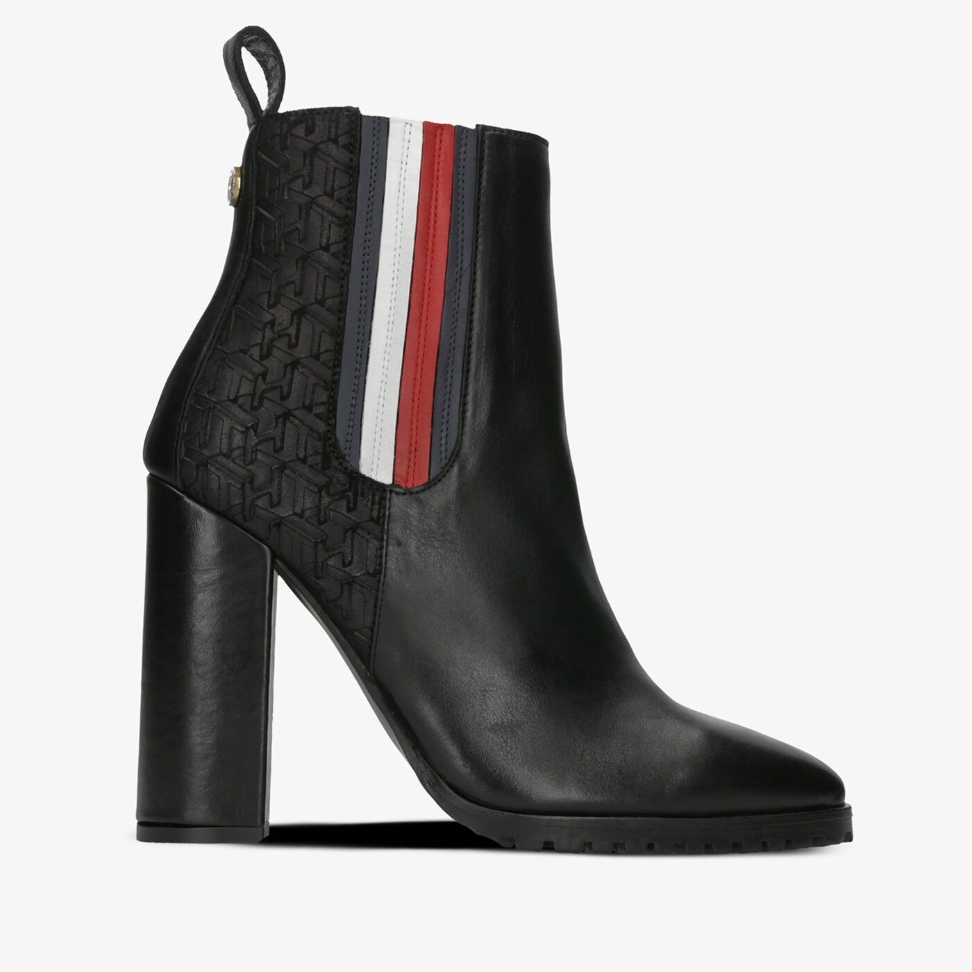 Damskie botki / sztyblety TOMMY HILFIGER SPORTY MONOGRAM HIGH BOOTIE fw0fw04324990 kolor czarny