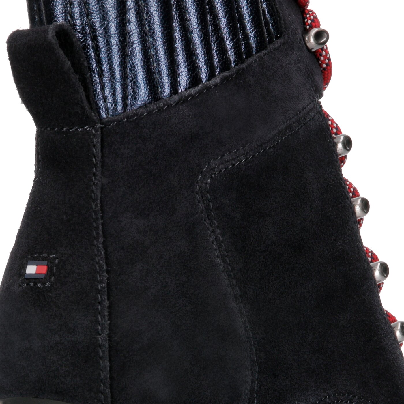 Damskie botki / sztyblety TOMMY HILFIGER BASIC HIKING HEELED BOOT SUEDE fw0fw03569403 kolor granatowy