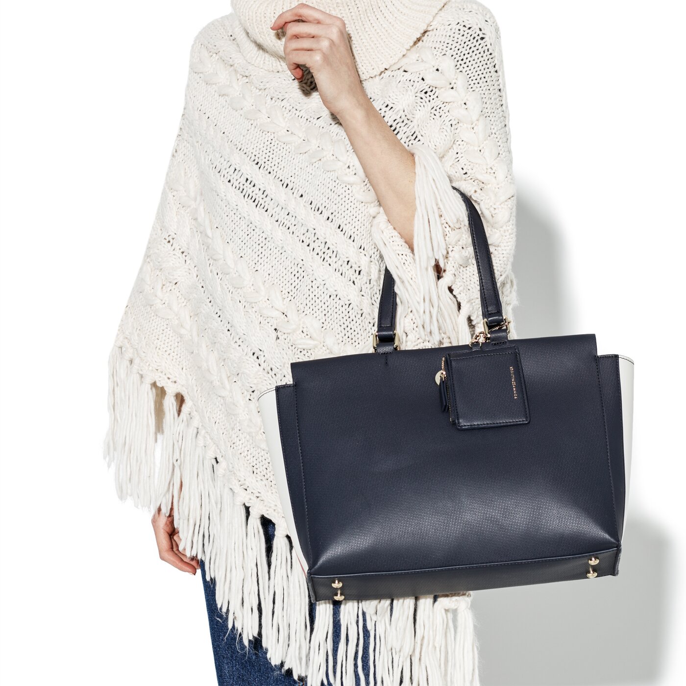 Damska torebka TOMMY HILFIGER TOREBKA EFFORTLESS SAFFIANO EW TOTE aw0aw06375901 kolor granatowy