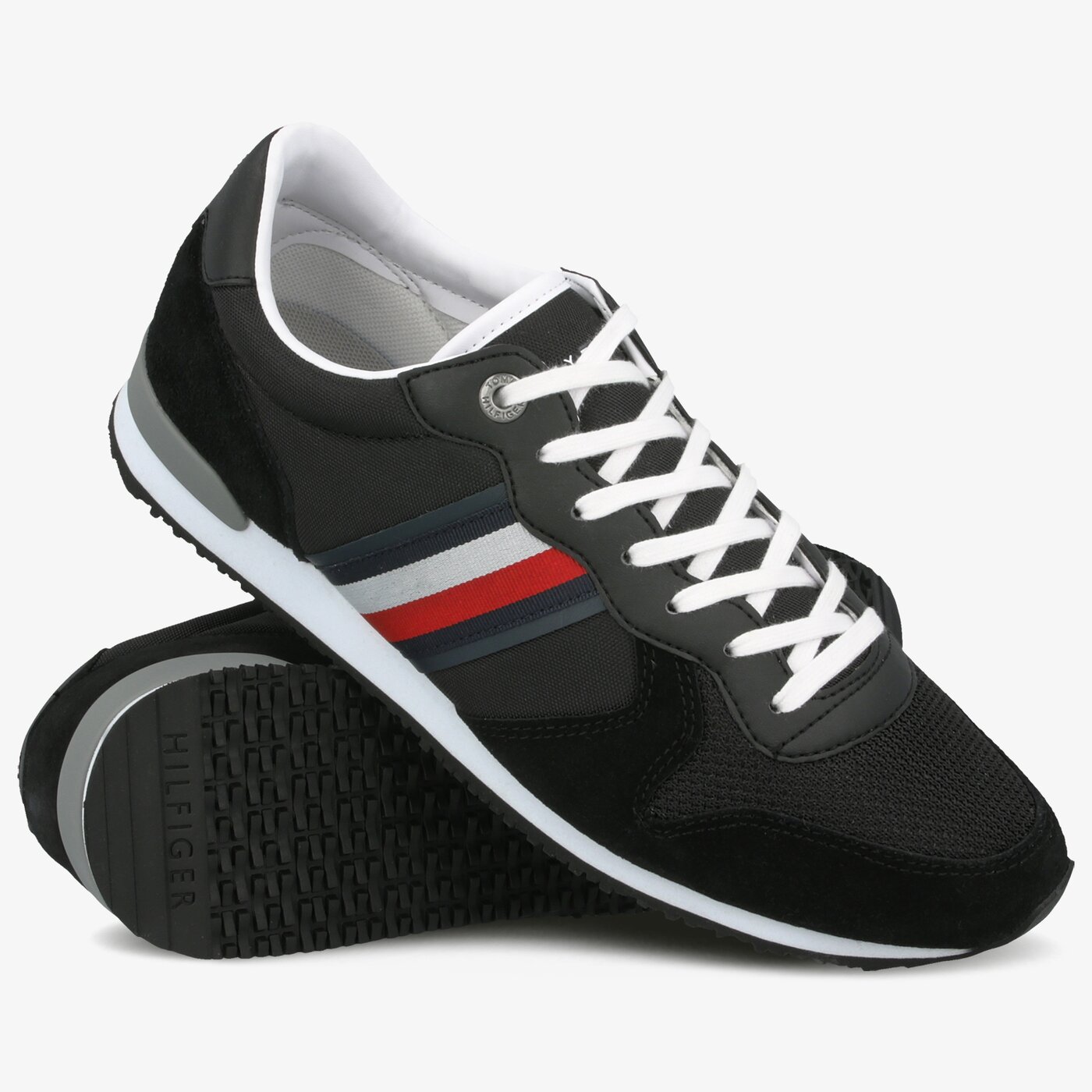 Męskie sneakersy (buty) TOMMY HILFIGER ICONIC MATERIAL MIX RUNNER fm0fm02667bds kolor czarny