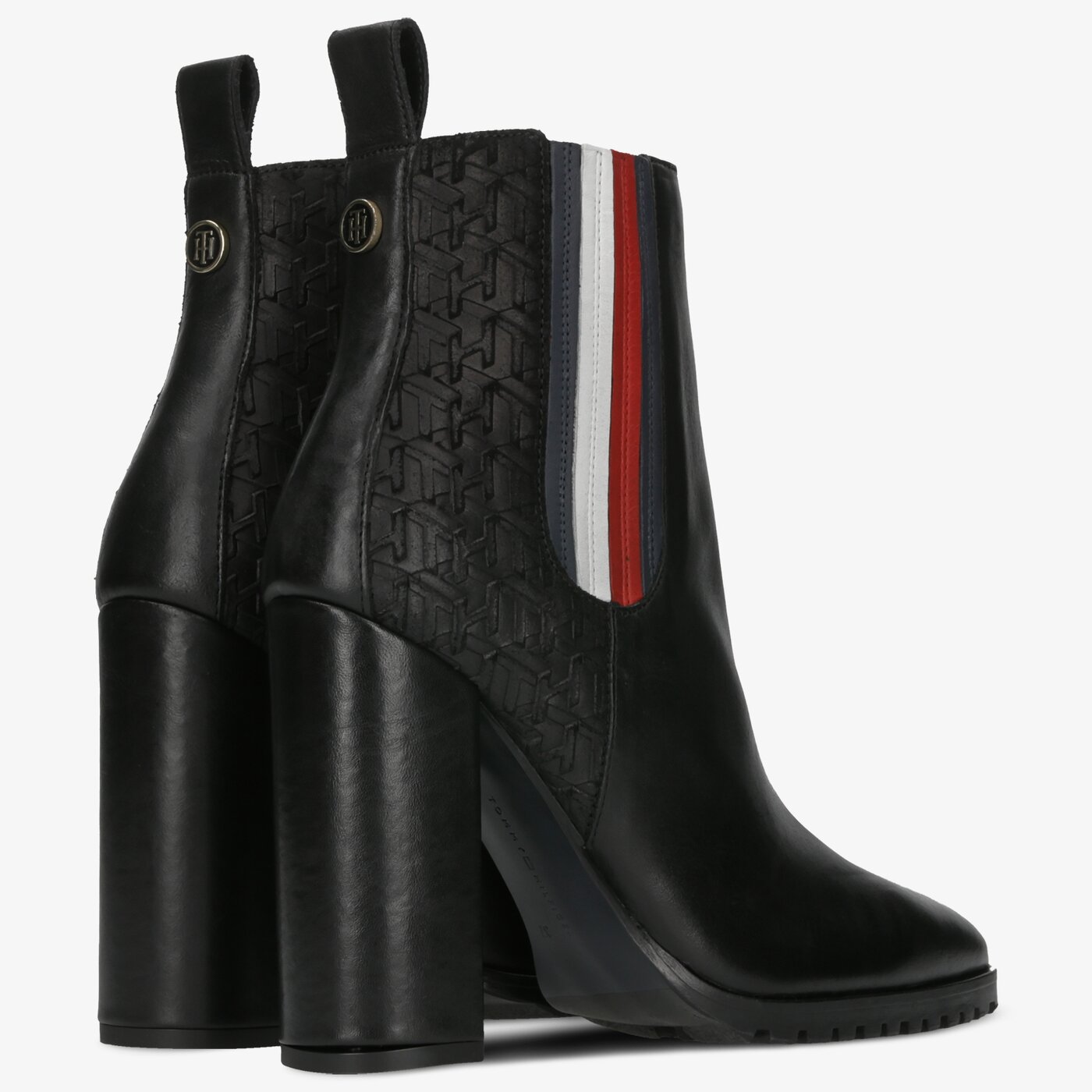 Damskie botki / sztyblety TOMMY HILFIGER SPORTY MONOGRAM HIGH BOOTIE fw0fw04324990 kolor czarny