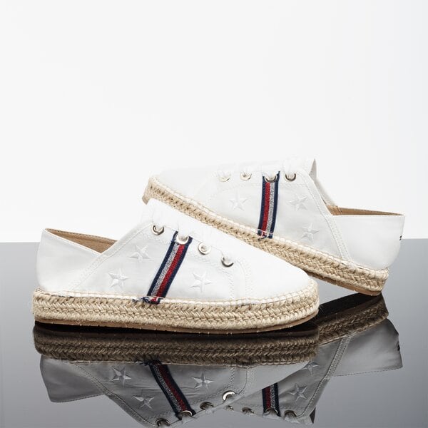 Damskie espadryle TOMMY HILFIGER SAMMY 19C FLAT ESPADRILLE CORPORATE RIBBON fw0fw03801121 kolor biały