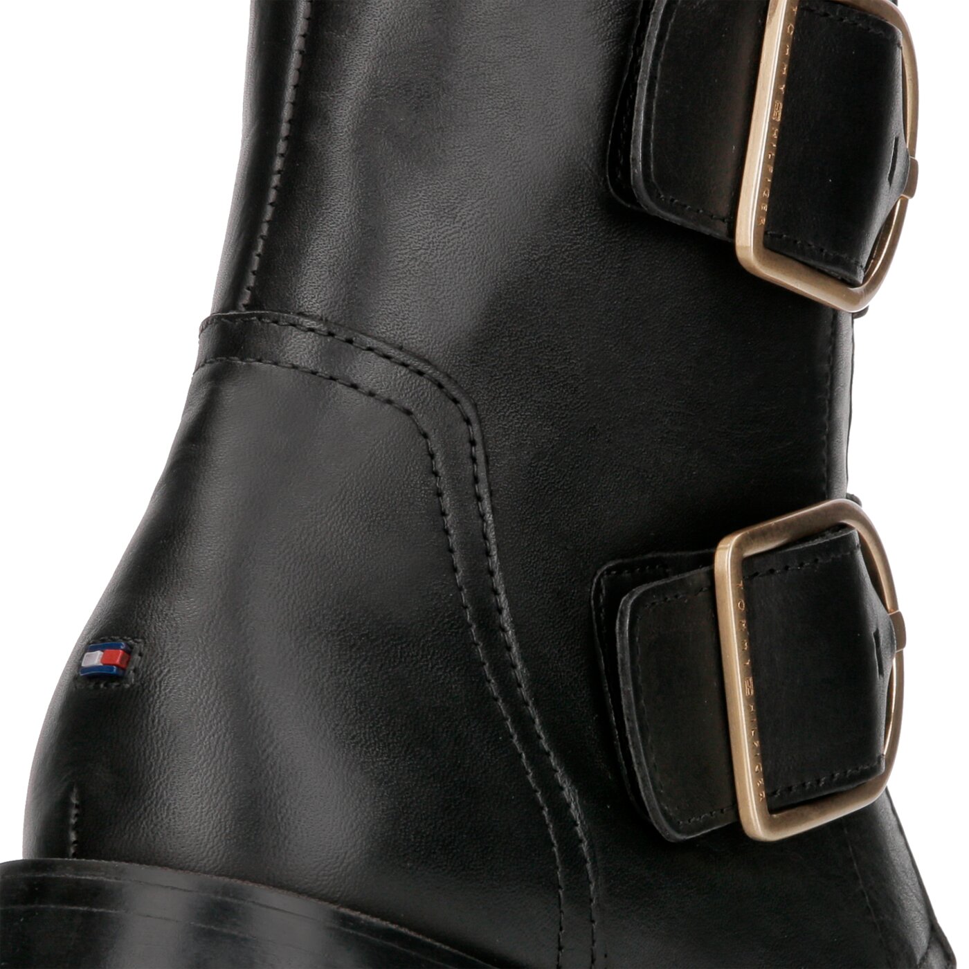 Damskie botki / sztyblety TOMMY HILFIGER OVERSIZED BUCKLE FLAT BOOT fw0fw03072990 kolor czarny
