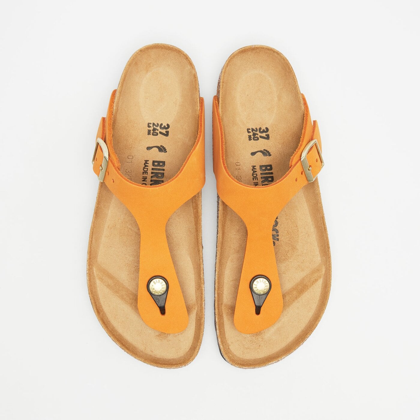 Damskie klapki BIRKENSTOCK GIZEH LENB BURNT ORANGE 1026561 kolor pomarańczowy
