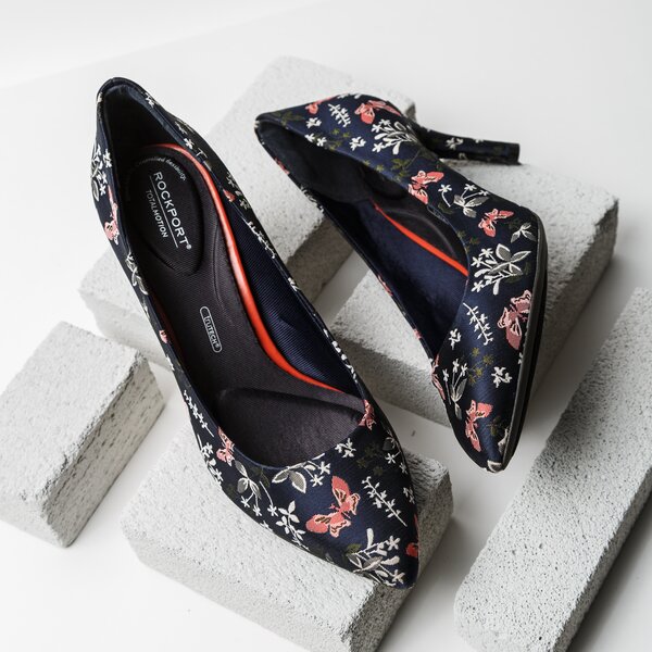 Damskie szpilki / czółenka ROCKPORT NAVY FLORAL  ch0659 kolor granatowy