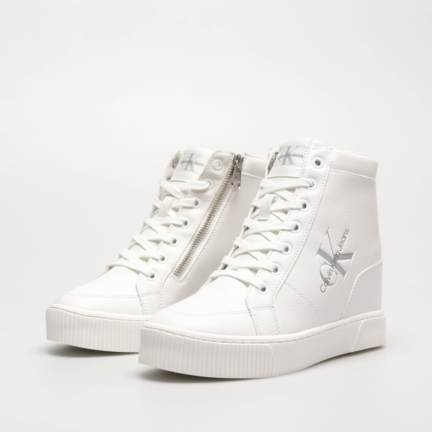 calvin klein white wedges