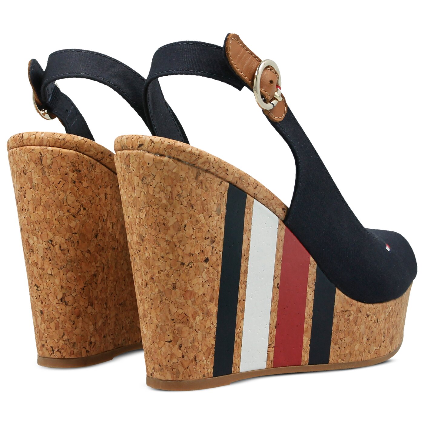 Damskie sandały TOMMY HILFIGER WEDGE WITH PRINTED STRIPES fw0fw02794403 kolor granatowy