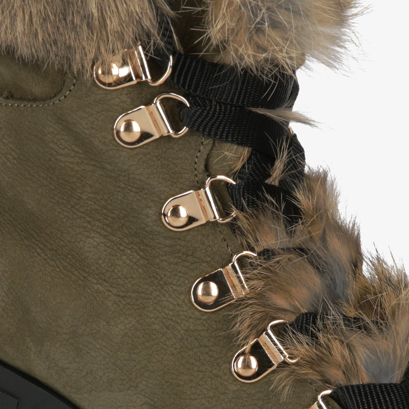 Damskie botki / sztyblety SYMBIOSIS SO FLUFFY  sywc219010 kolor khaki