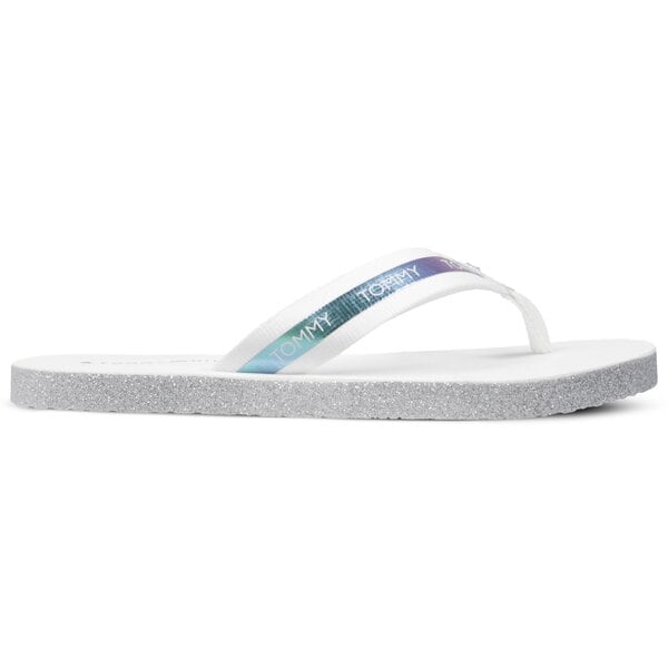 Damskie klapki TOMMY HILFIGER INT MYRA 44D FLAT BEACH SANDAL IRIDESCENT fw0fw04016100 kolor biały