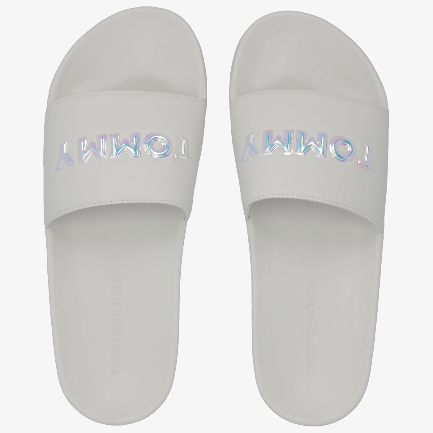Damskie klapki TOMMY HILFIGER IRIDESCENT DETAIL POOL SLIDE fw0fw04237121 kolor biały