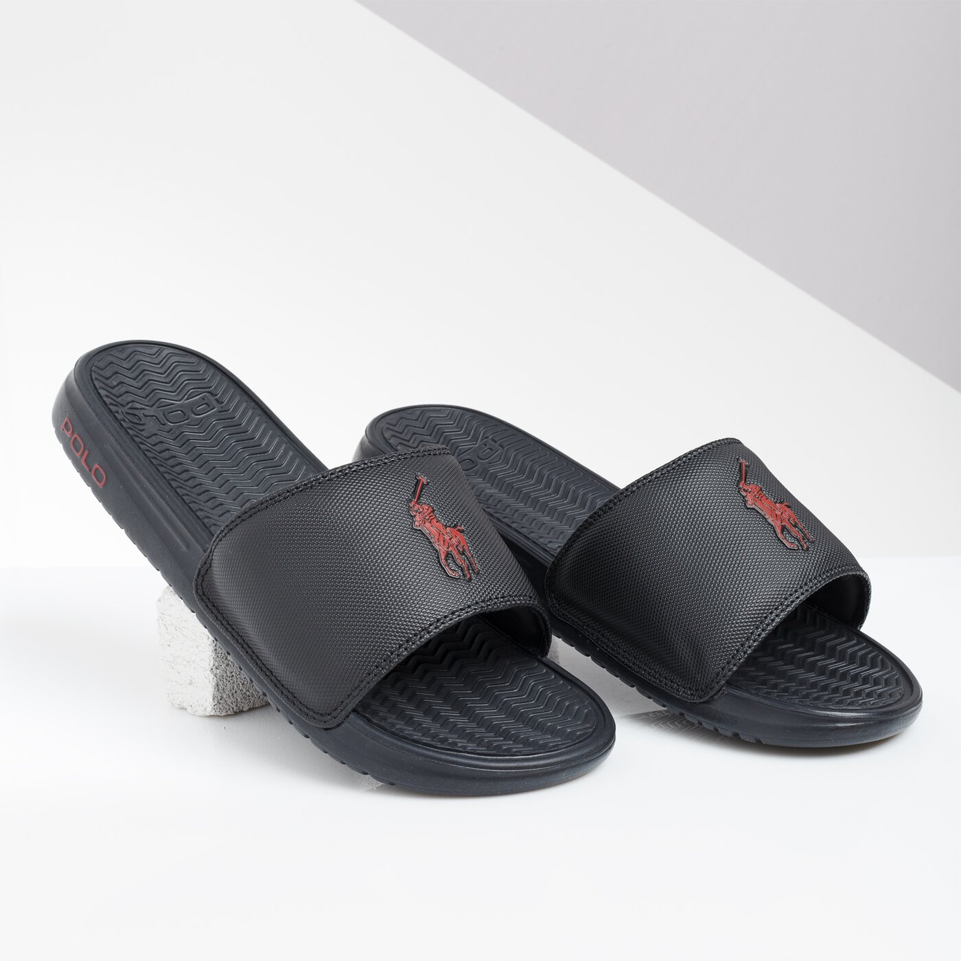 Męskie klapki POLO RL RODWELL SANDALS CASUAL BLACK SYNTHETIC 816671827003 kolor czarny