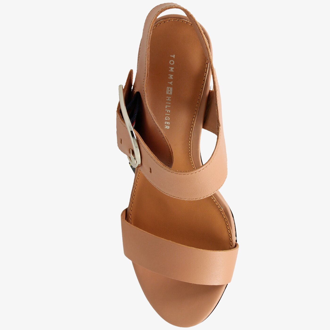 Damskie sandały TOMMY HILFIGER FEMININE HEEL OVERSIZED BUCKLE fw0fw02578297 kolor beżowy