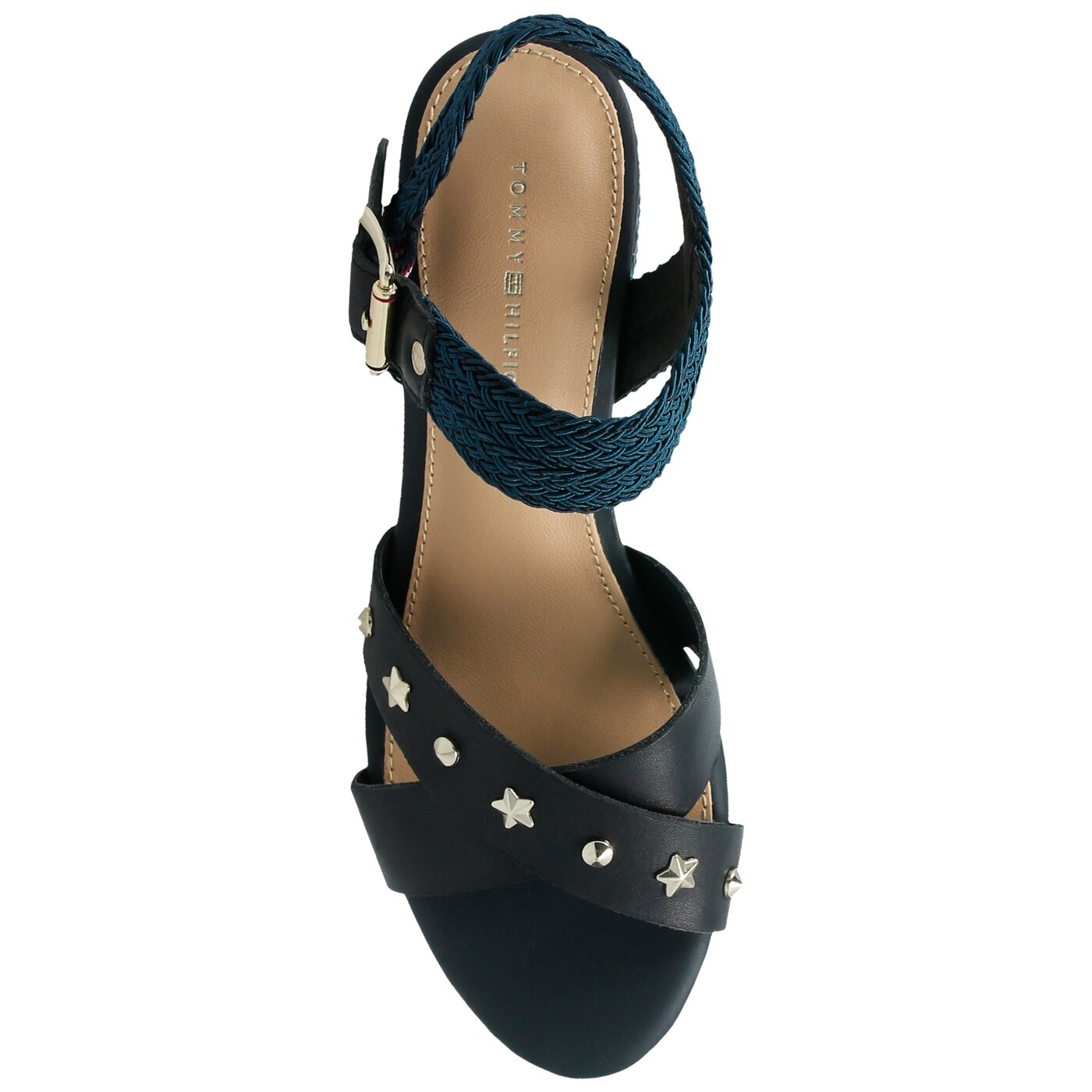 Damskie sandały TOMMY HILFIGER MID HEEL SANDAL STAR STUDS fw0fw02819403 kolor granatowy