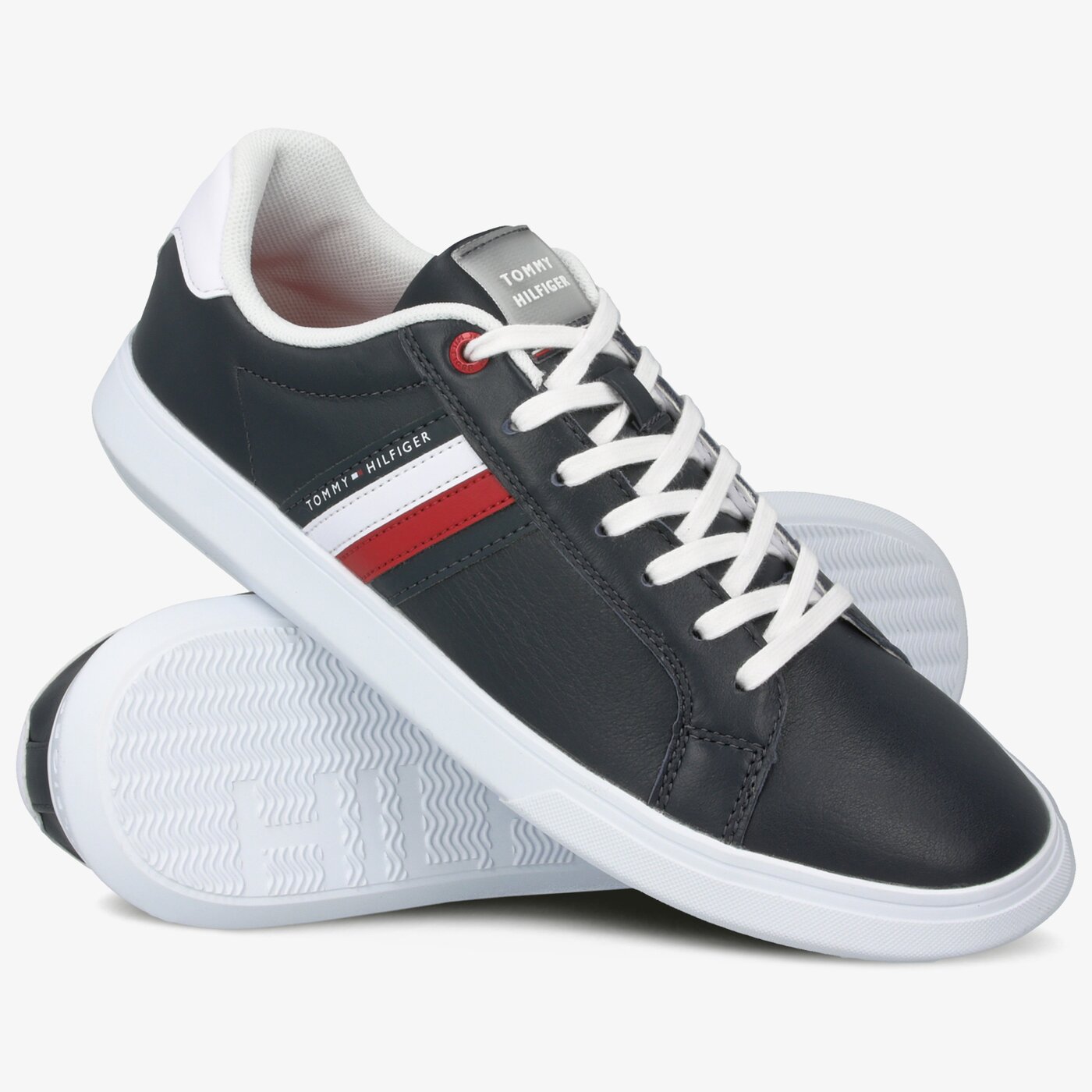 Męskie sneakersy (buty) TOMMY HILFIGER ESSENTIAL LEATHER CUPSOLE fm0fm02668dw5 kolor biały