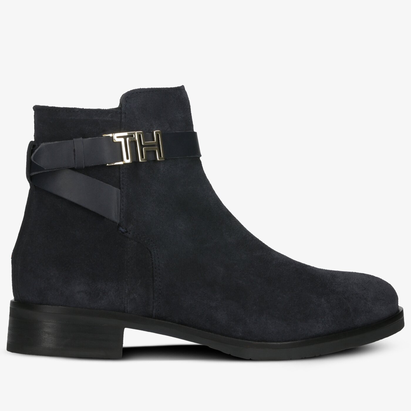 Damskie botki / sztyblety TOMMY HILFIGER TH HARDWARE FLAT BOOTIE fw0fw04277403 kolor granatowy