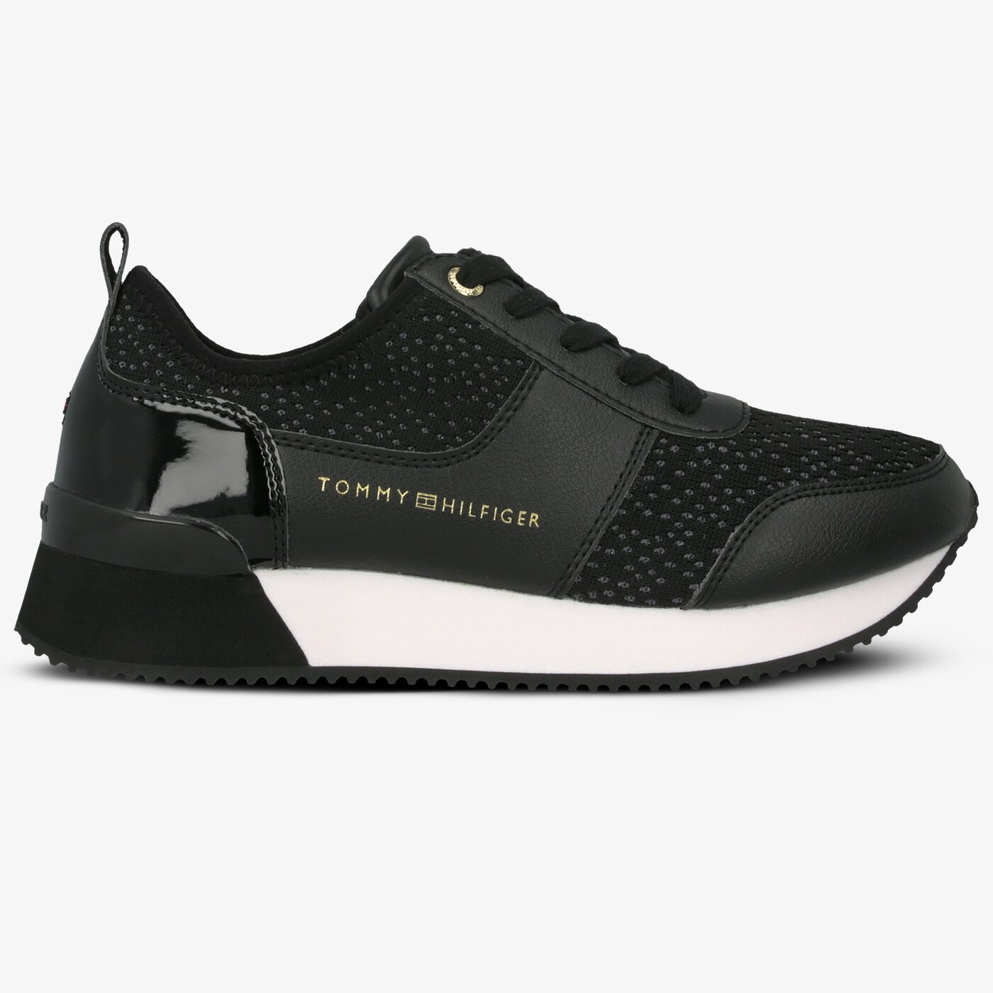 Damskie sneakersy (buty) TOMMY HILFIGER CITY ICONIC KNITTED SNEAKER fw0fw04306990 kolor czarny