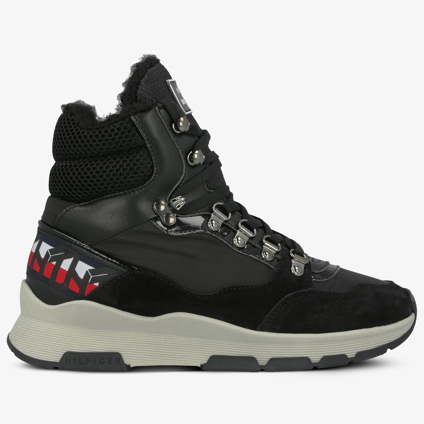 Damskie sneakersy (buty) TOMMY HILFIGER PATENT FASHION SPORTY BOOT fw0fw04593bds kolor czarny