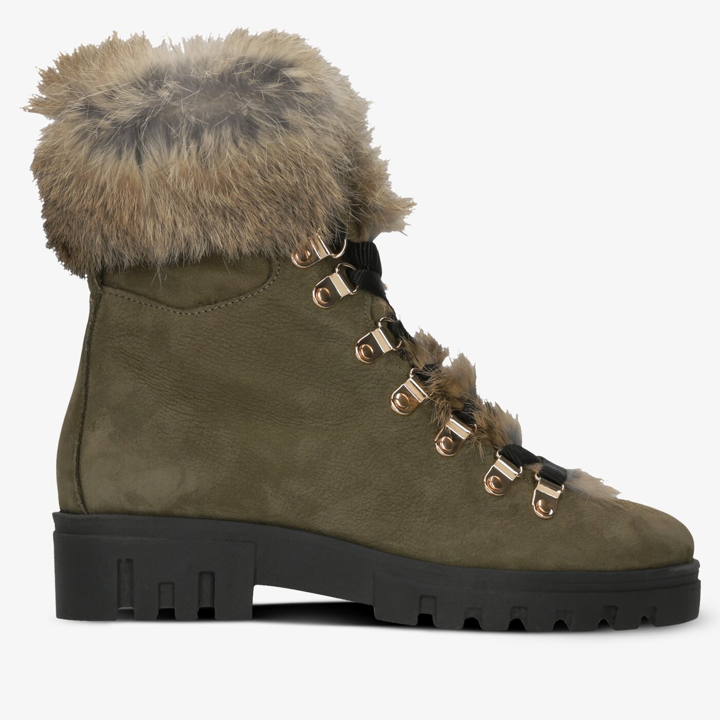 Damskie botki / sztyblety SYMBIOSIS SO FLUFFY  sywc219010 kolor khaki