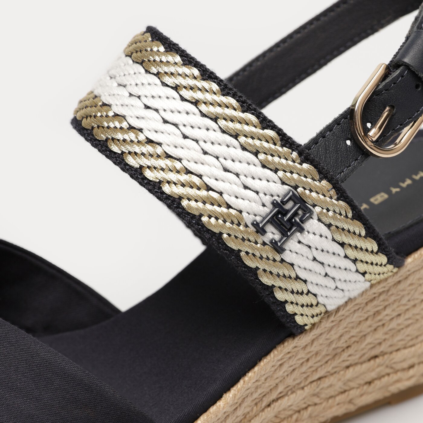 Damskie szpilki / czółenka TOMMY HILFIGER GOLDEN WEBBING MID WEDGE fw0fw07090dw6 kolor granatowy