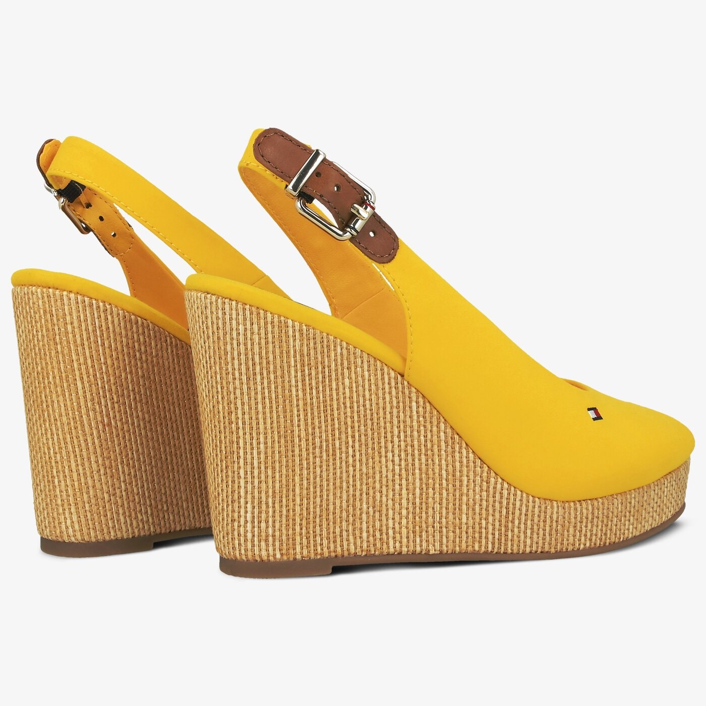 Damskie sandały TOMMY HILFIGER ICONIC ELENA SLING BACK WEDGE fw0fw04789zek kolor żółty