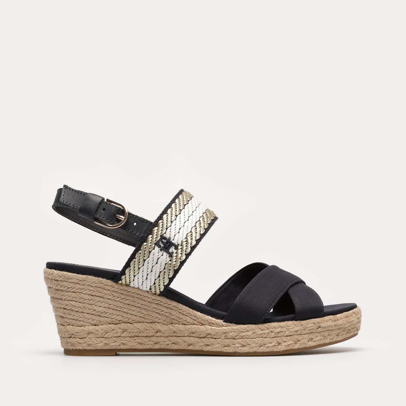 Damskie szpilki / czółenka TOMMY HILFIGER GOLDEN WEBBING MID WEDGE fw0fw07090dw6 kolor granatowy