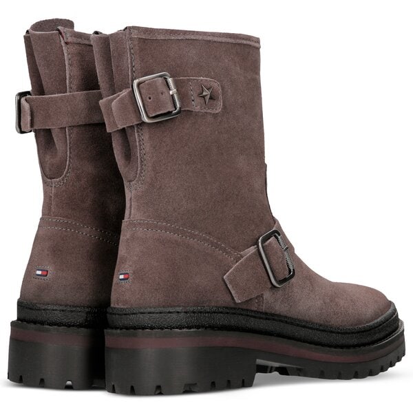 Damskie botki / sztyblety TOMMY HILFIGER BASIC BIKER BOOT SUEDE fw0fw03308039 kolor szary