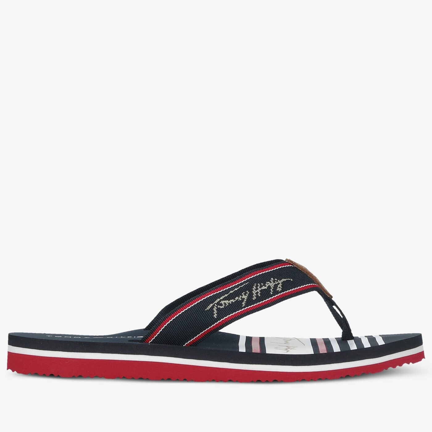 Damskie klapki TOMMY HILFIGER TOMMY SIGNATURE BEACH SANDAL fw0fw056620gy kolor granatowy
