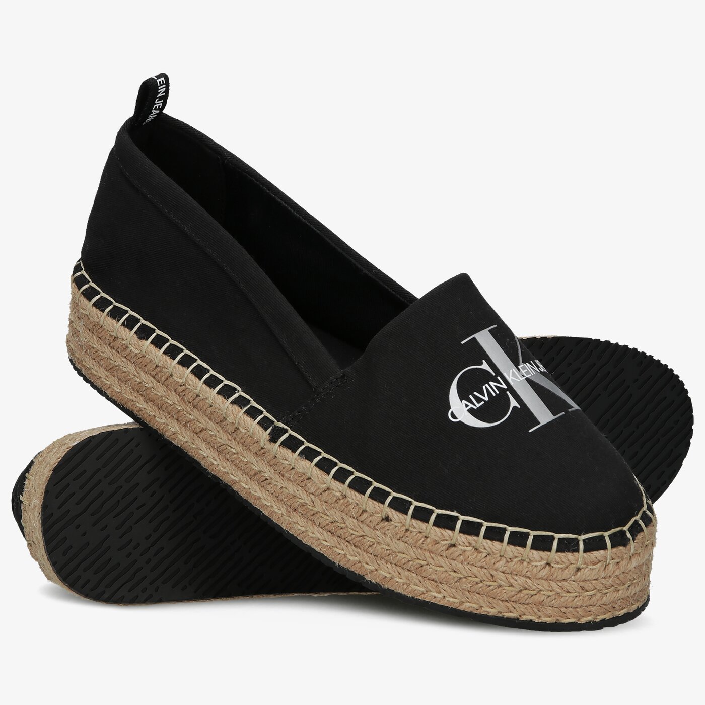 Damskie espadryle CALVIN KLEIN ESPADRILLE WEDGE PRINTED yw0yw00037bds kolor czarny