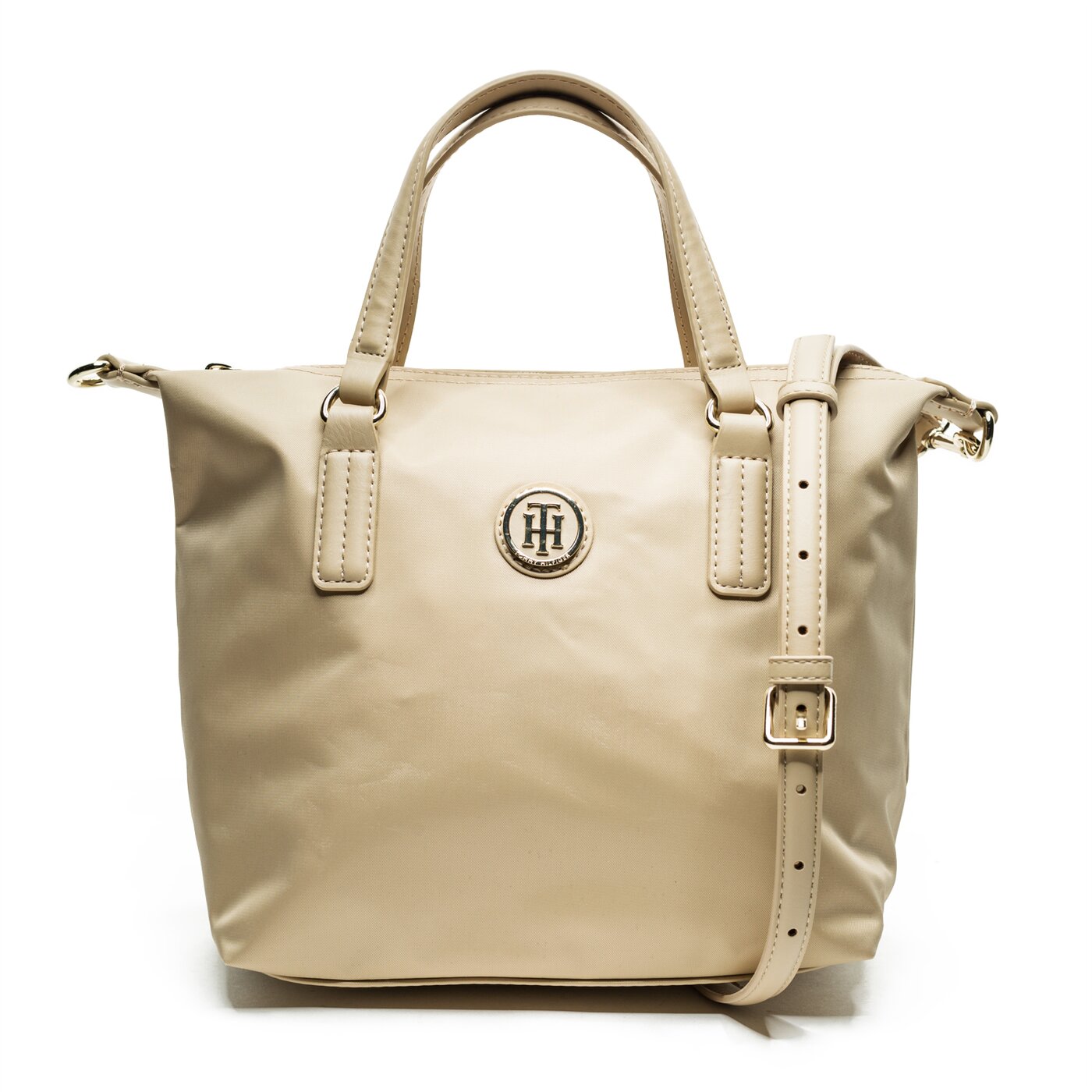 Damska torebka TOMMY HILFIGER TOREBKA POPPY SMALL TOTE aw0aw06407271 kolor beżowy