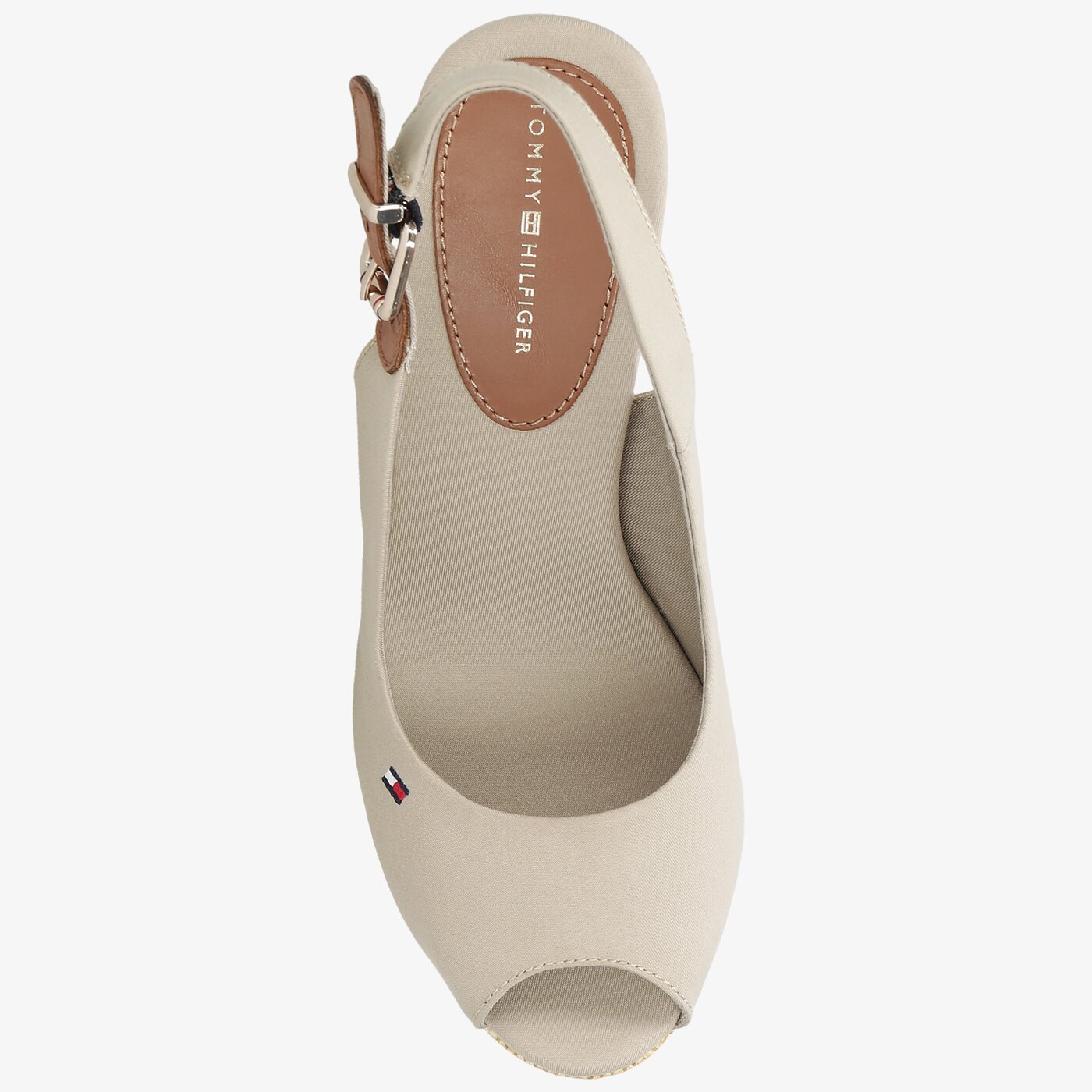 Damskie sandały TOMMY HILFIGER ICONIC ELENA SLING BACK WEDGE fw0fw04789aep kolor beżowy