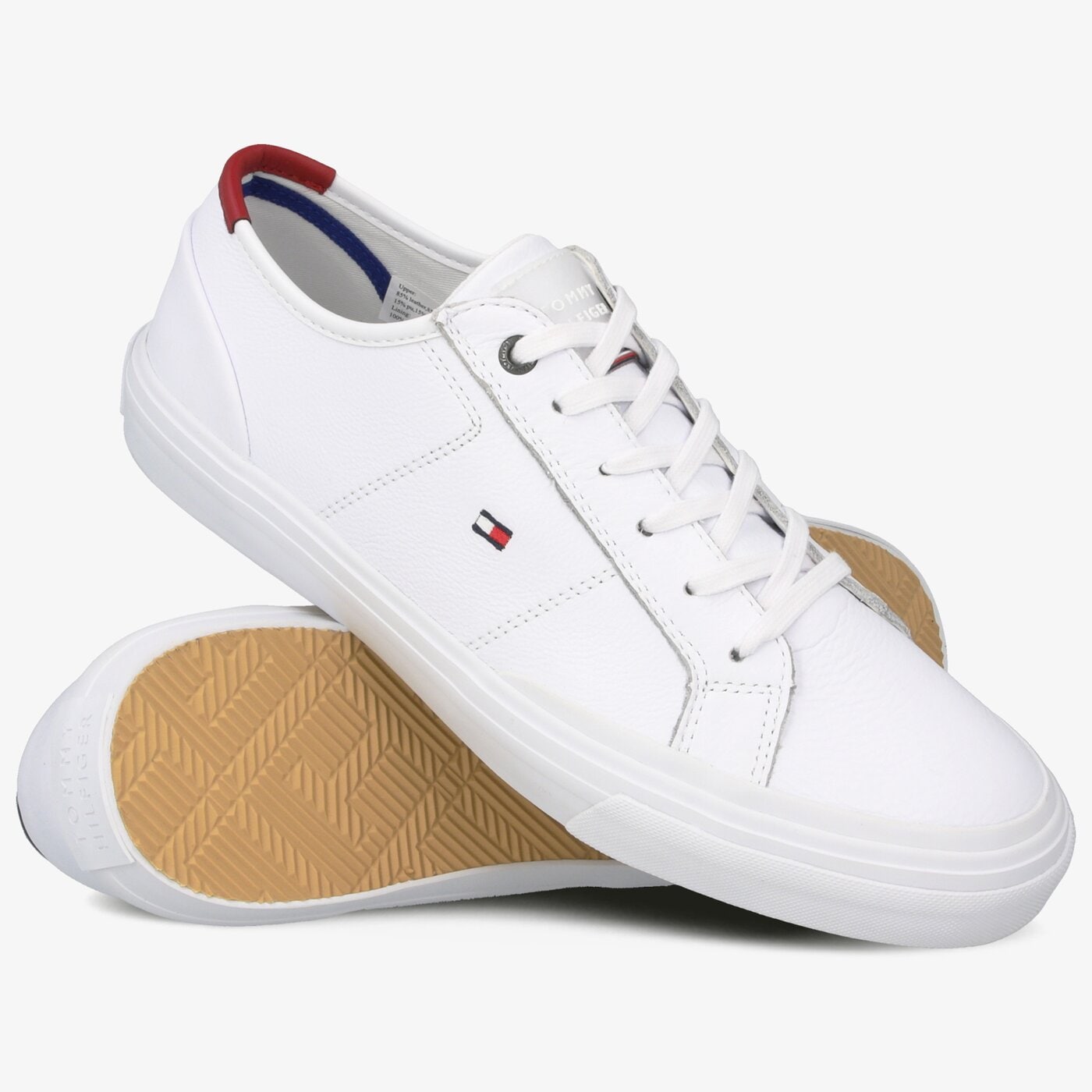 Męskie trampki TOMMY HILFIGER CORE CORPORATE FLAG SNEAKER fm0fm02593ybs kolor biały