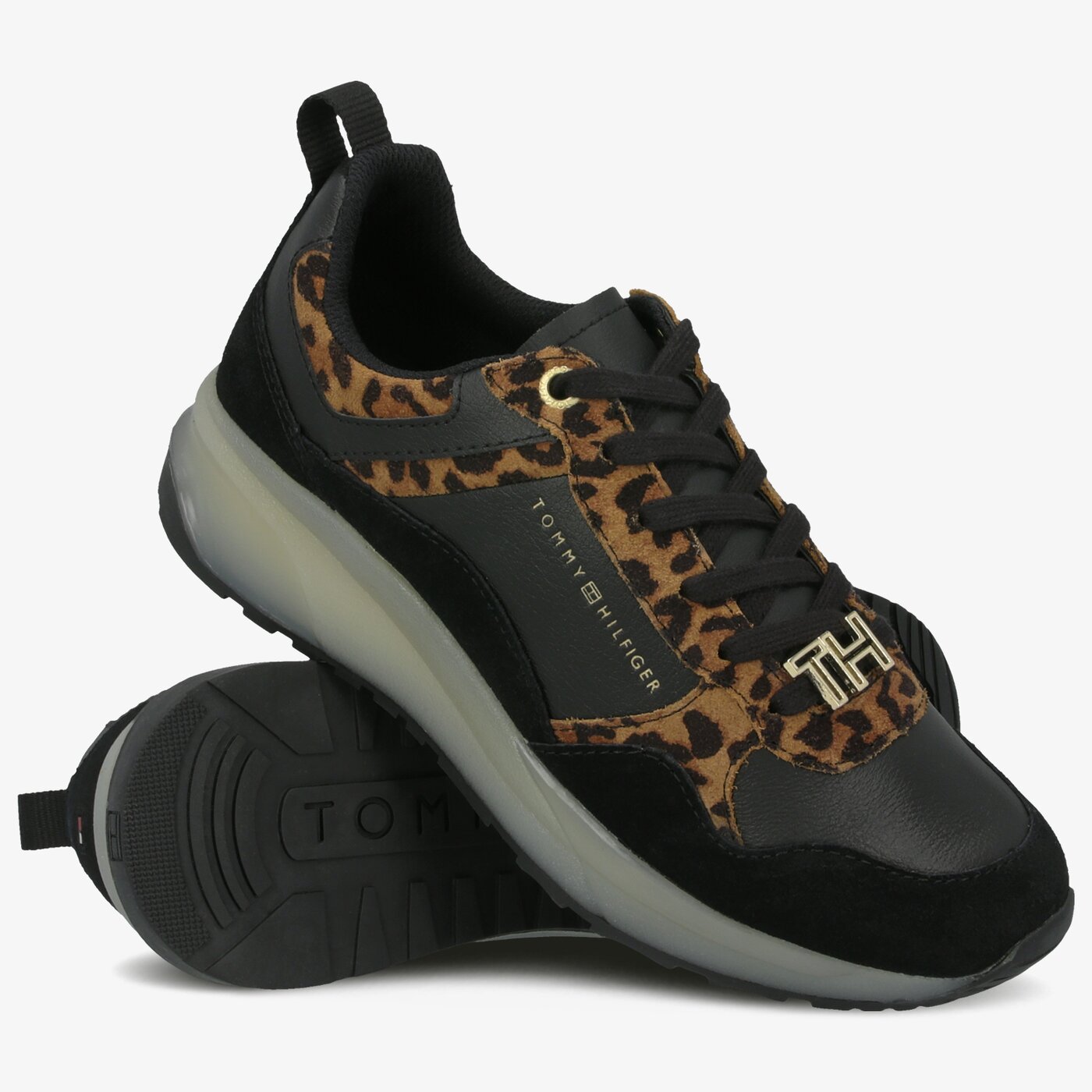 Damskie sneakersy (buty) TOMMY HILFIGER LEO PRINT SPORTY SNEAKER fw0fw045290gp kolor czarny
