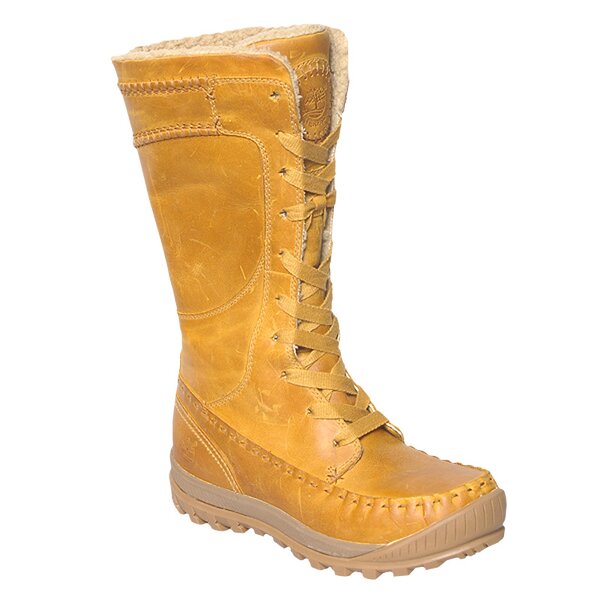Damskie buty outdoor (trekkingowe) TIMBERLAND EK MOUNT HOLLY ALL LTHR TALL LACE BOOT 18645 kolor żółty
