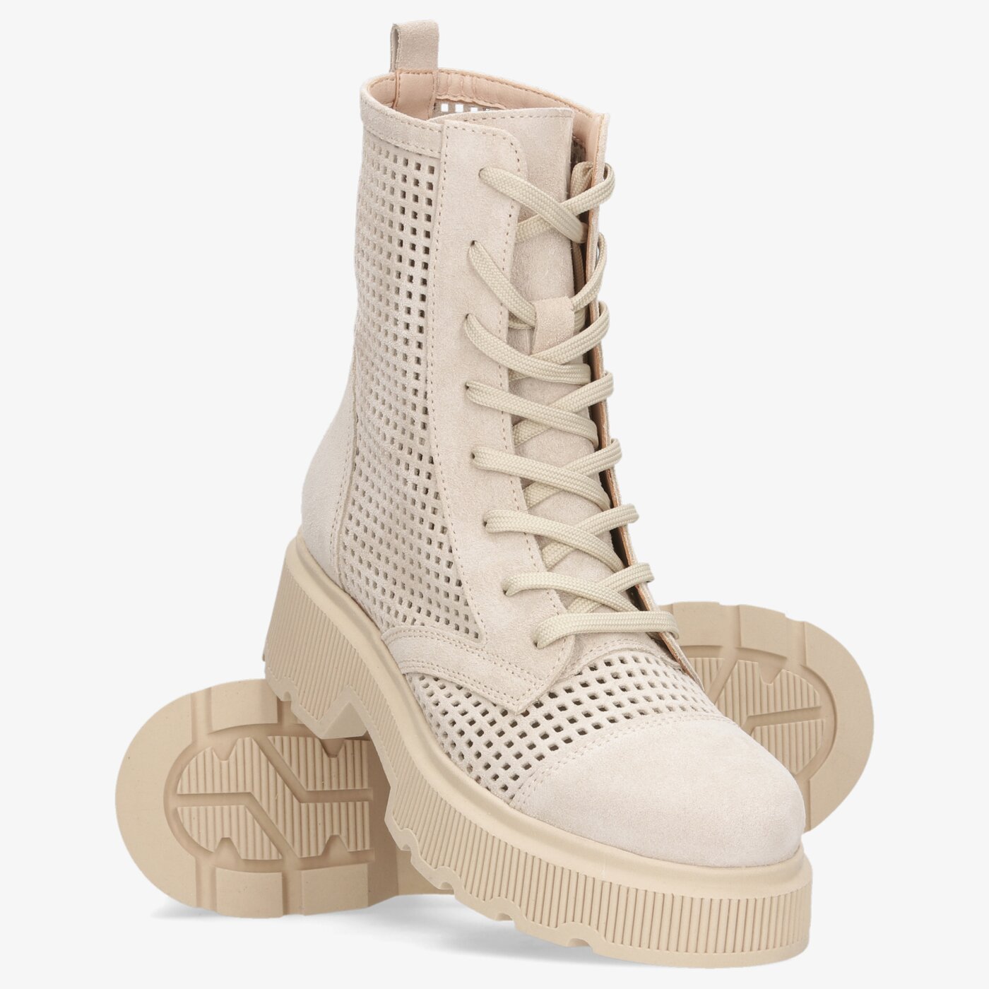 Damskie botki / sztyblety SYMBIOSIS BOOTS KIRA sywc122006 kolor beżowy