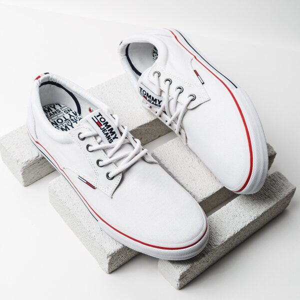 Męskie trampki TOMMY HILFIGER TOMMY JEANS TEXTILE SNEAKER em0em00001100 kolor biały
