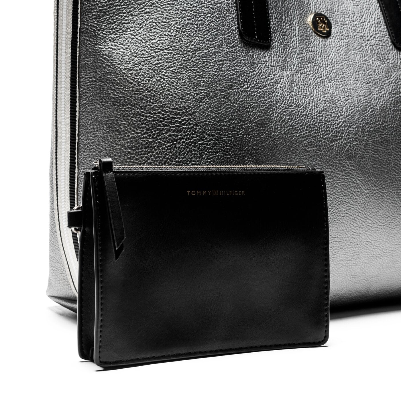 Damska torebka TOMMY HILFIGER TOREBKA COOL TOMMY TOTE MET aw0aw06374903 kolor srebrny