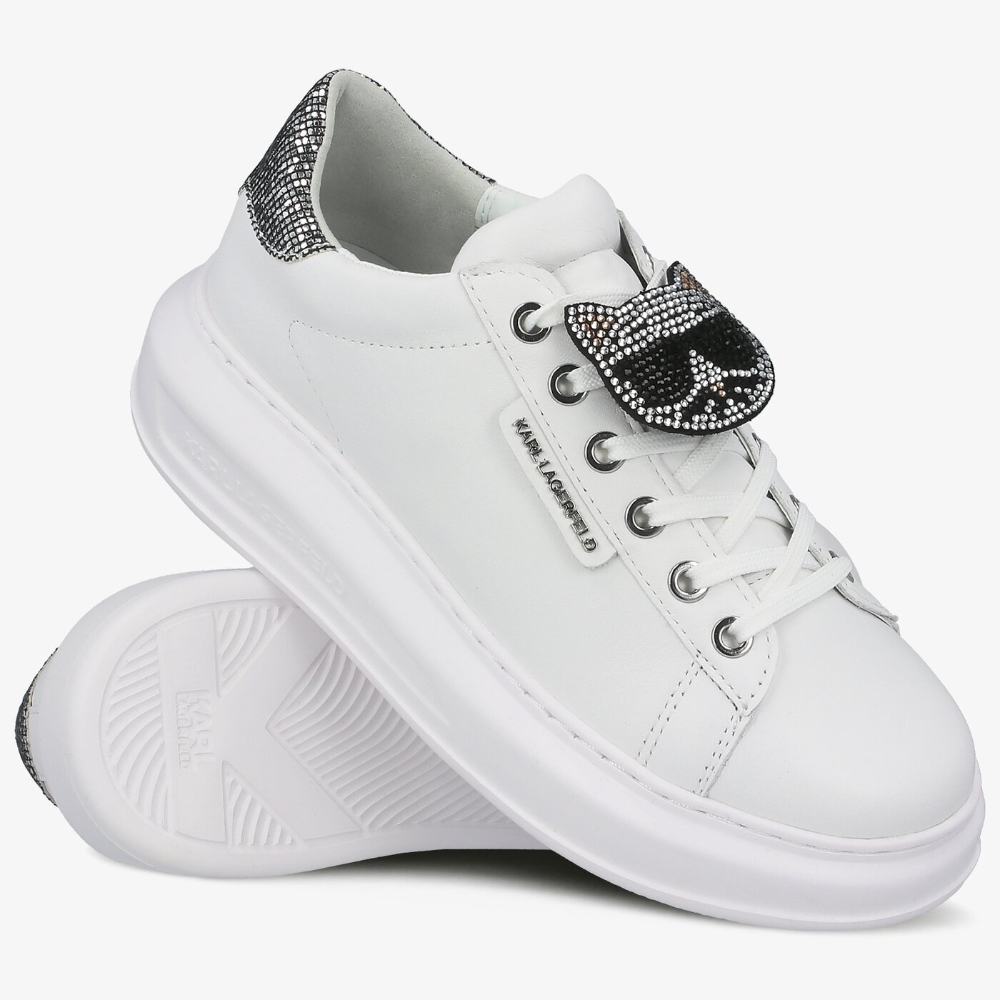 Damskie sneakersy (buty) KARL LAGERFELD KAPRI IKONIC TWIN LO LACE kl6257601s kolor biały