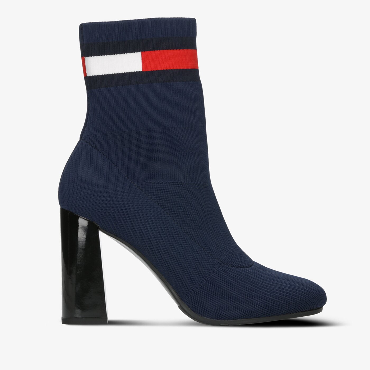 Damskie botki / sztyblety TOMMY HILFIGER SOCK HEELED BOOT en0en00703cbk kolor granatowy