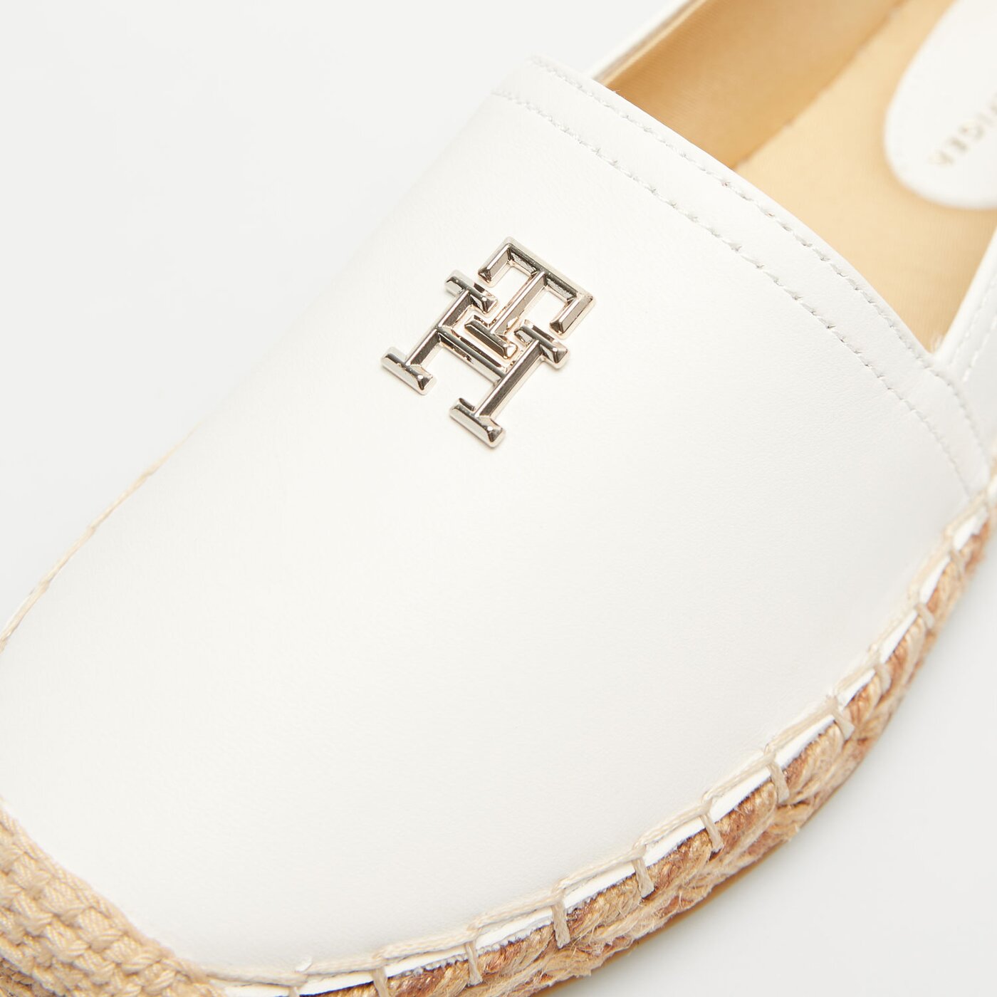 Damskie espadryle TOMMY HILFIGER TH LEATHER FLAT ESPADRILLE fw0fw07720ybl kolor biały