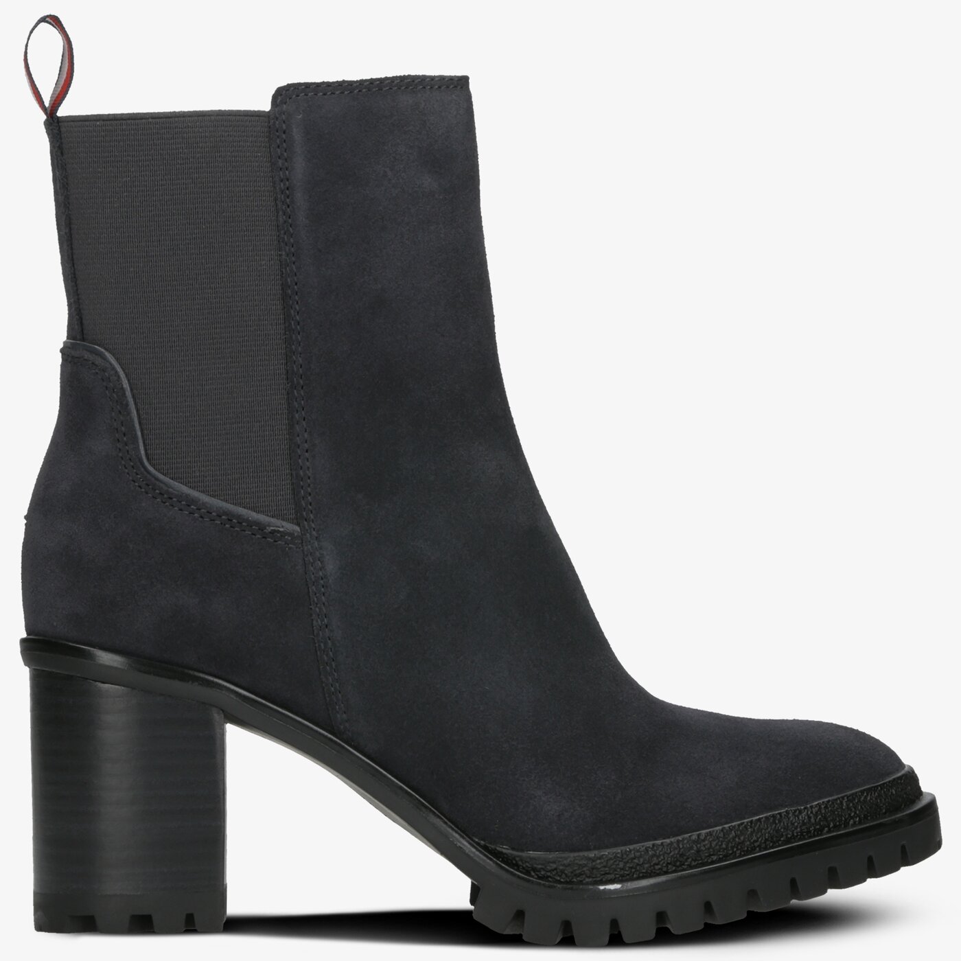 Damskie botki / sztyblety TOMMY HILFIGER SPORTY MID HEEL CHELSEA fw0fw04342022 kolor granatowy