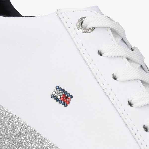 Damskie trampki TOMMY HILFIGER CORPORATE CRYSTAL DRESS SNEAKER fw0fw04296100 kolor biały